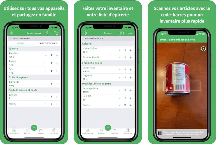 3 des outils disponibles sur l'appli Cuisine